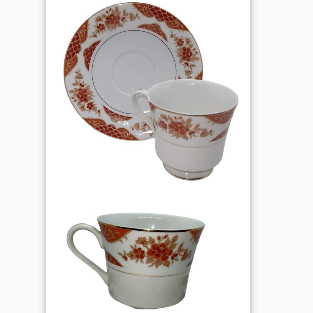 MIKASA EMPRESS FOOTED TEACUP AND SAUCER FINE CHINE VINTAGE L6009 - Picture 1 of 16